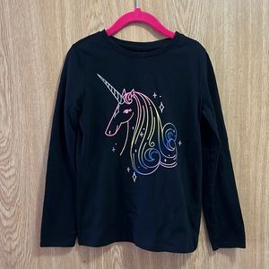Cat & Jack Unicorn Black Long Sleeve Tee Size 6/6x